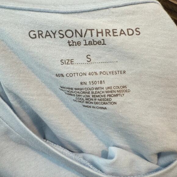 NEW Grayson Threads Light Blue Italy Pasta Club Graphic Tee Boxy Crop Shirt NWT - Picture 6 of 7
